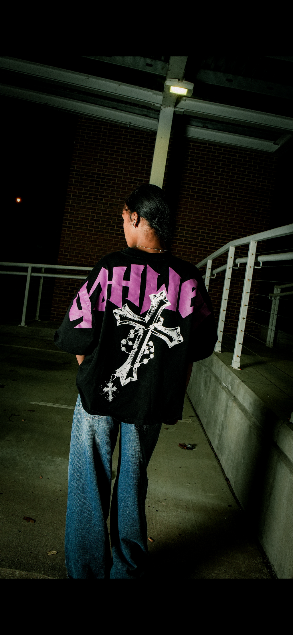 Black and Purple Yahweh Oversized T-Shirt