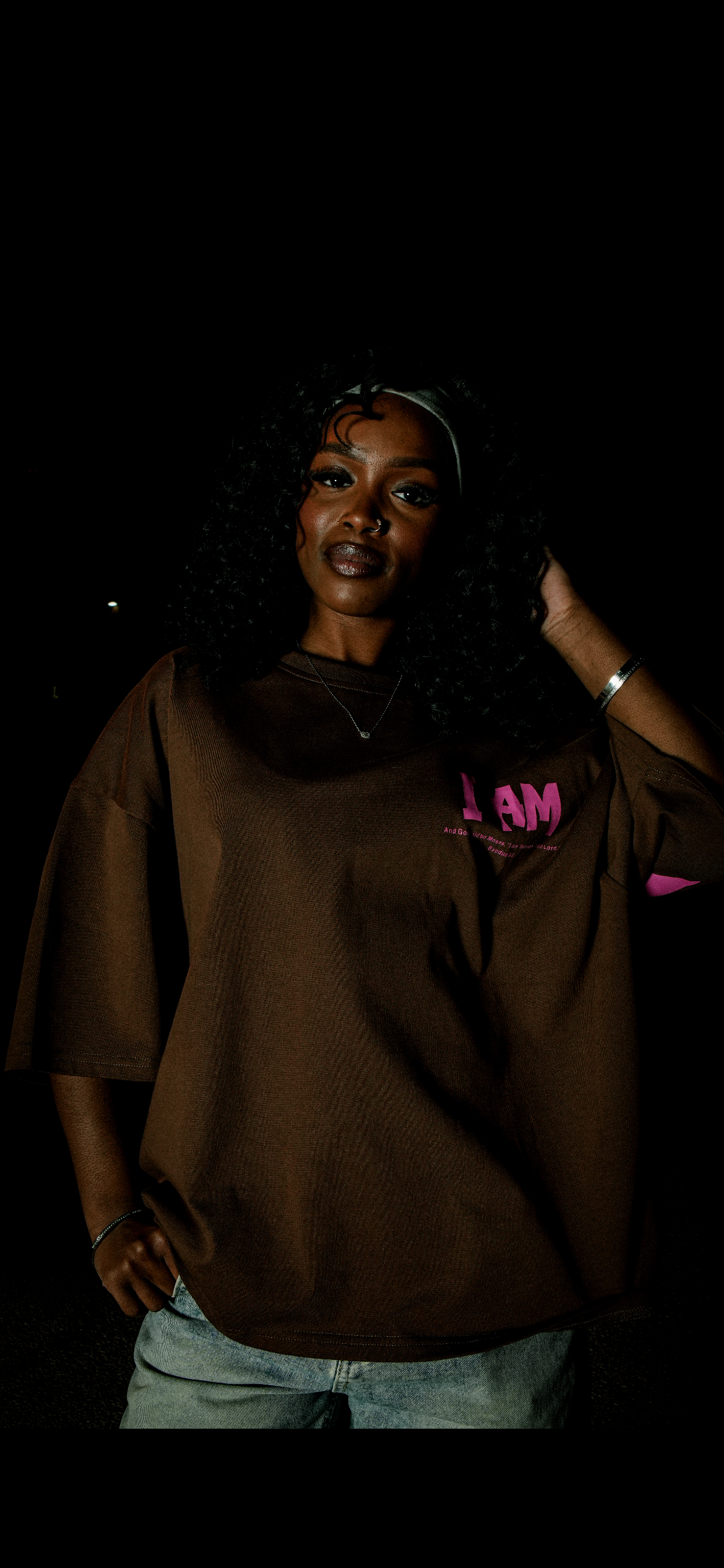 Brown and Pink Yahweh Oversized T-Shirt