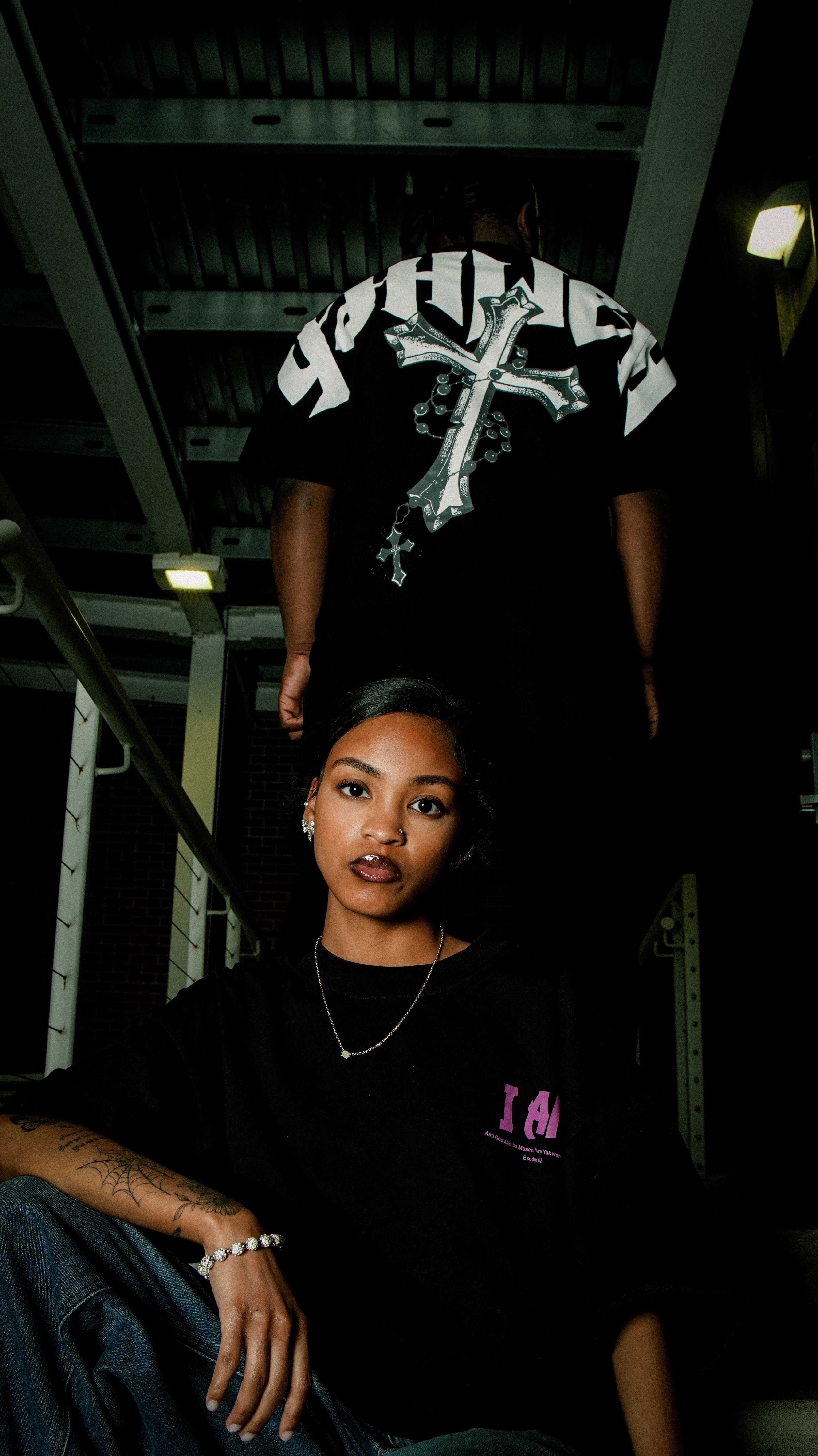 Black and Purple Yahweh Oversized T-Shirt
