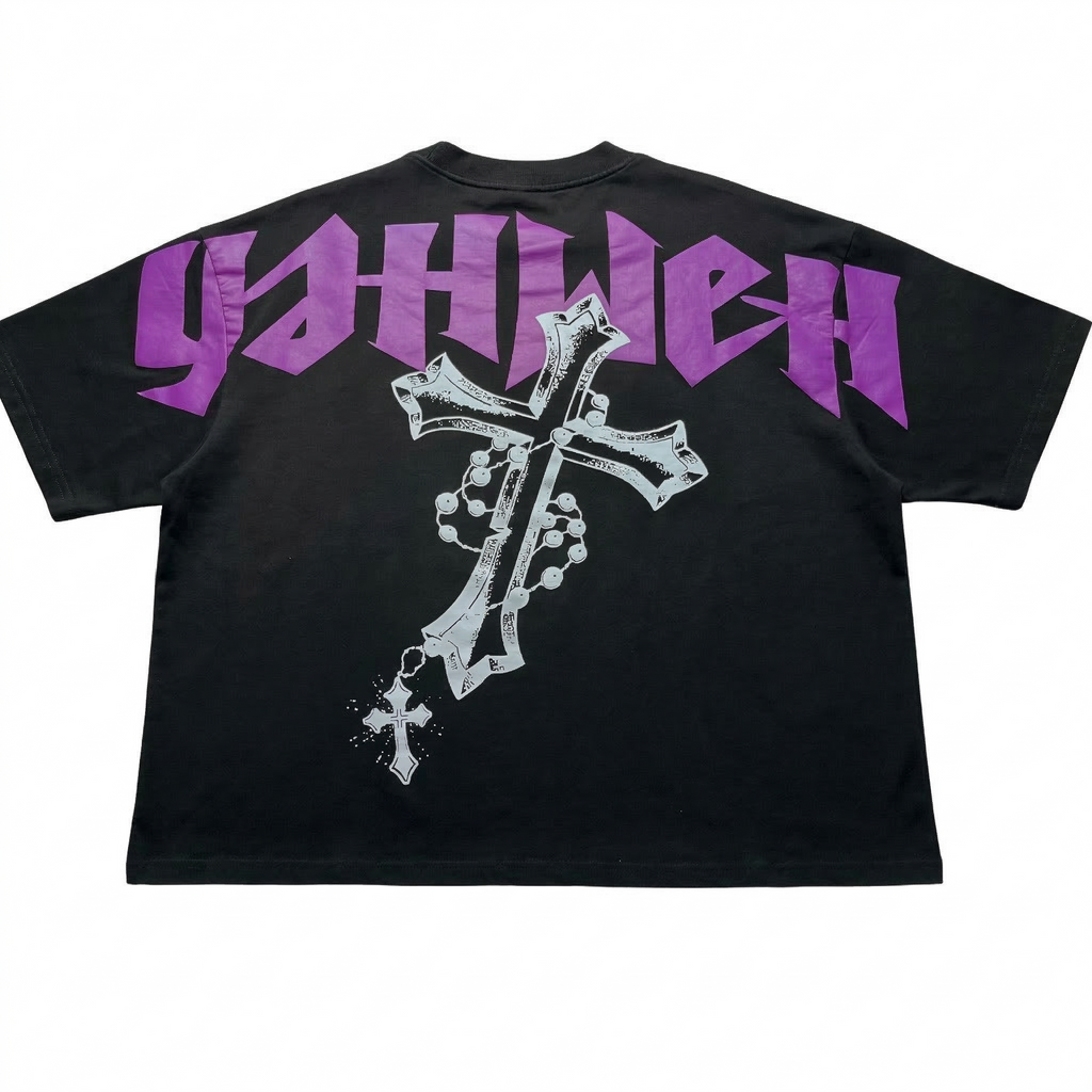 Black and Purple Yahweh Oversized T-Shirt